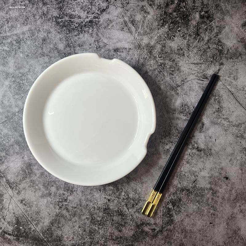 陶瓷盘子卡位骨碟可以放筷子的带筷子架缺口家用垃圾吐骨碟小餐盘