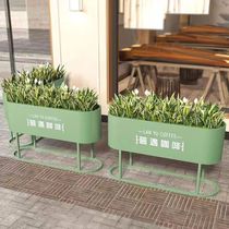 Outdoor wrought iron flower box milk tea coffee shop fence flower stand commercial street square partition floor-standing planting box