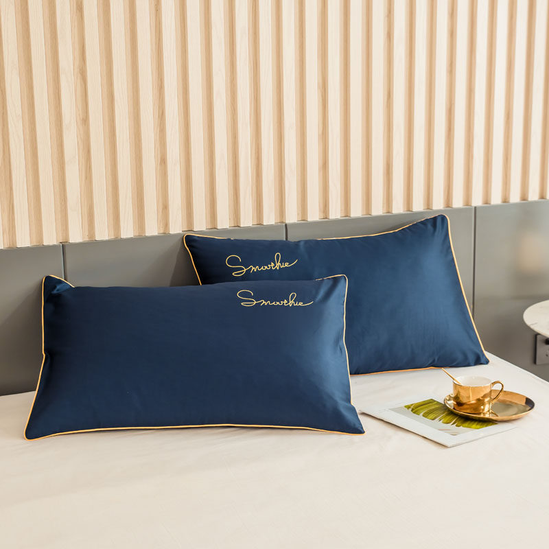 Cotton Embroidery Pillowcase Pair Pack 48×74cm Cotton Satin Pillow Cover Couple Single Double Dormitory Pillow Cover - Taobao