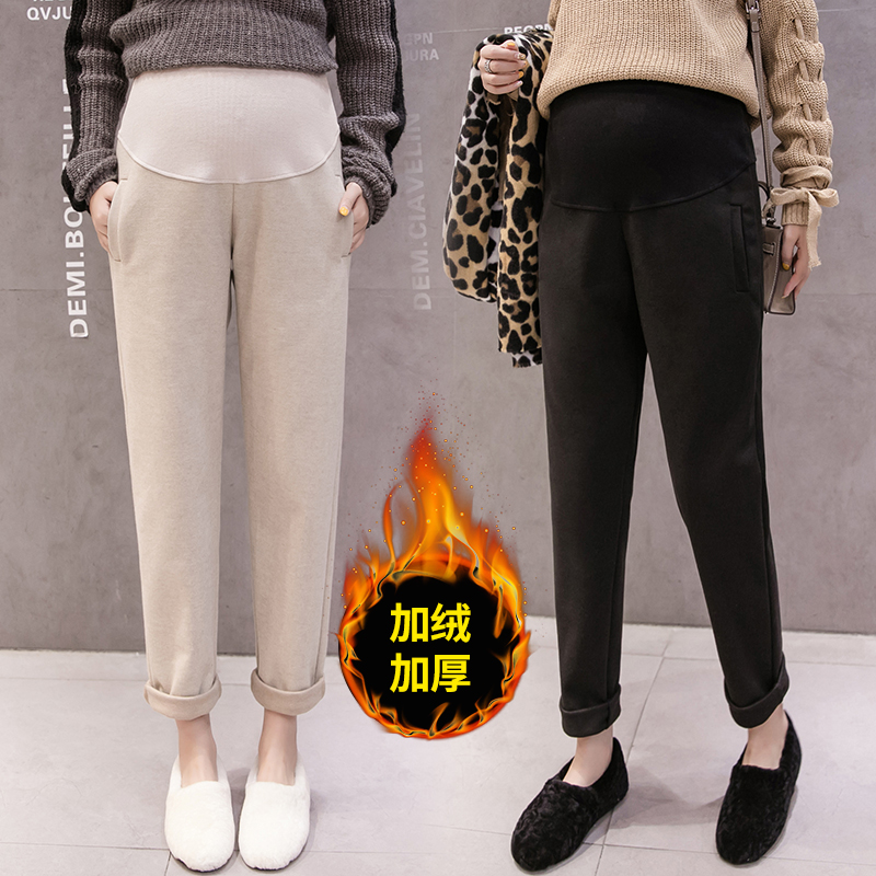 Pregnant Woman Pants Autumn Winter Outwear Sweatpants Plus Suede Thickened Gross Internal Hitch Pants Long Pants Casual Wide Pants Winter Clothing