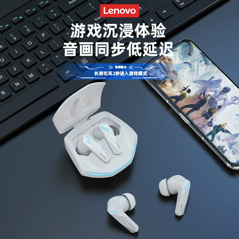 Беспроводная Bluetooth гарнитура Lenovo для киберспорта, вставные спортивные наушники с шумоподавлением, 2026 новая модель, подходит для Xiaomi