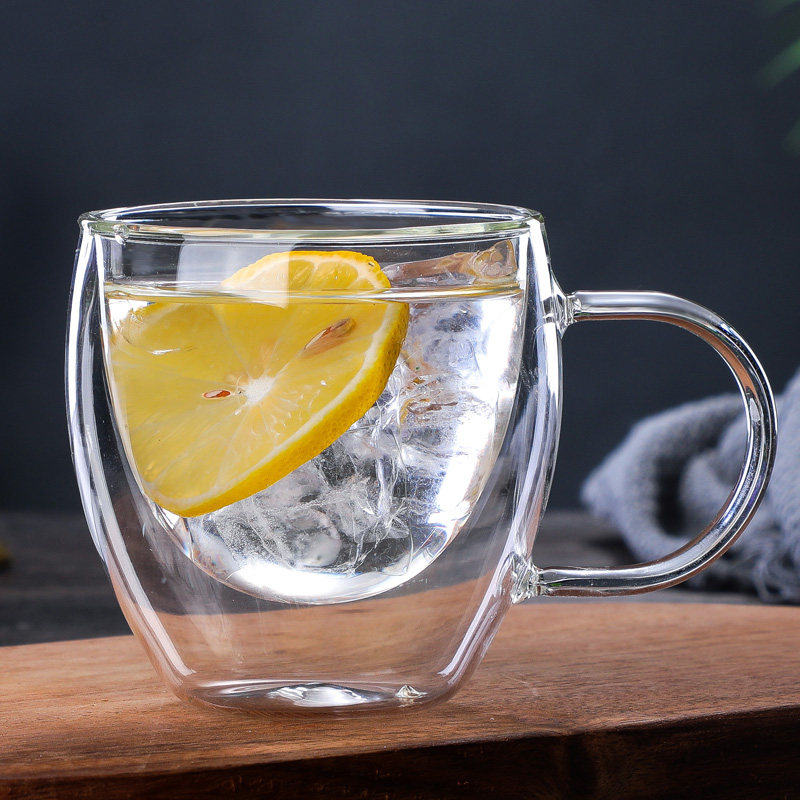 Five Housework Handmade Heat Resistant Glass Double Cup Transparent Home Coffee Cup Insulation Vacuum Water Cup Afternoon Tea Cup