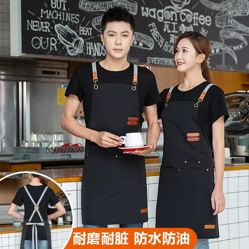 Джинсовый фартук, кофейный чай с молоком для работы, популярно в интернете, делается под заказ, с печатью вашего логотипа