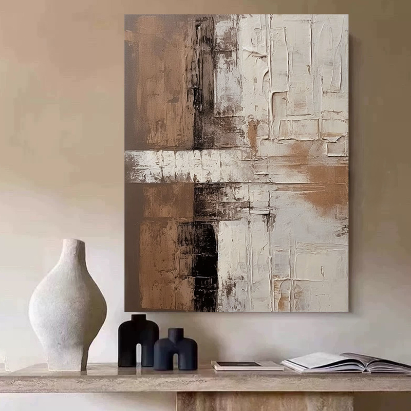 Hand-Painted Oil Painting "Prologue" Abstract Texture Entrance Decoration Painting Living Room Sofa Background Wall Vintage Wabi-Sabi Hanging Painting