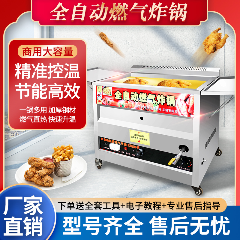 Fully automatic temperature-controlled gas fryer frying fry french fries hemp group fried chicken oven stall with fryer large fryer