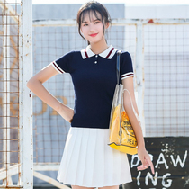 College style beauty salon kindergarten teacher garden suit womens sports polo shirt T-shirt pleated skirt two-piece set