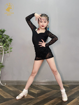 Latin Dance Suit Children Summer Practice Dancer Thin Sheet Performance Exam Black Split Dance Suit Girl Net Red Precisely