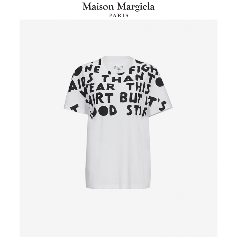 MaisonMargiela Magira male and female full cotton letter Logo printed short sleeve T-shirt