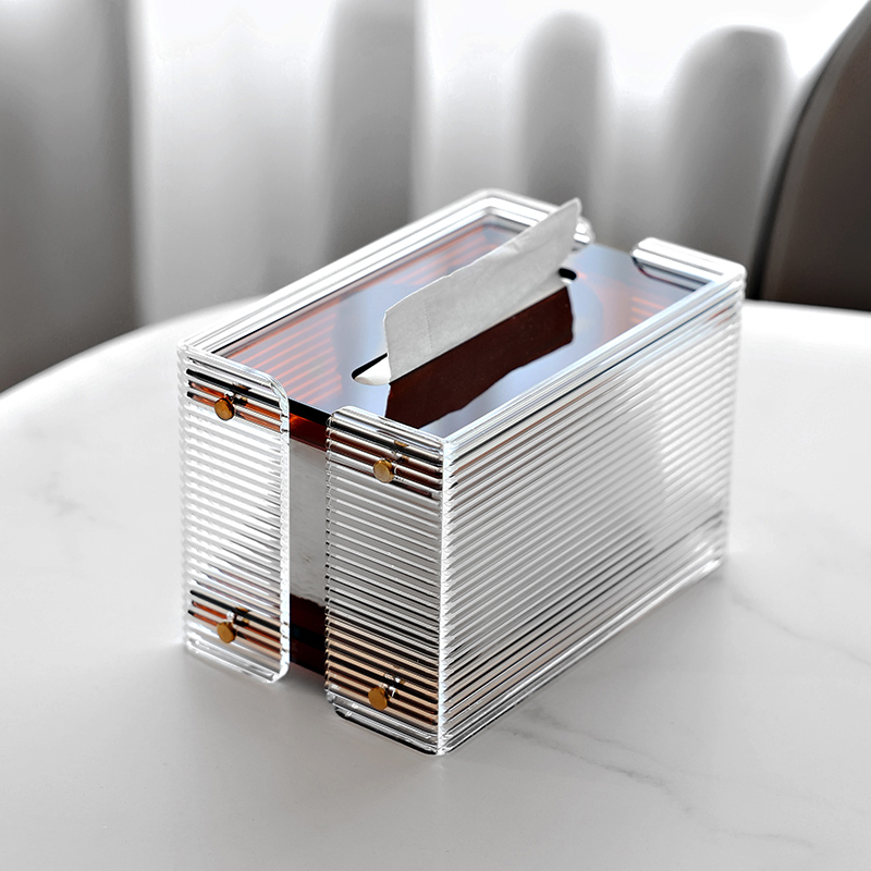Acrylic creative high-end light luxury tissue box model room living room coffee table desktop home modern ins pumping paper box