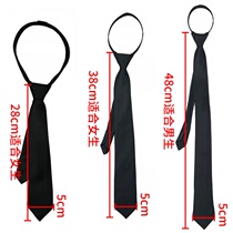 Black Lazy Zip Han Edition Free Tie Woman Business Easy Rad Mens College Wind 5CM Pure Black and Narrow H