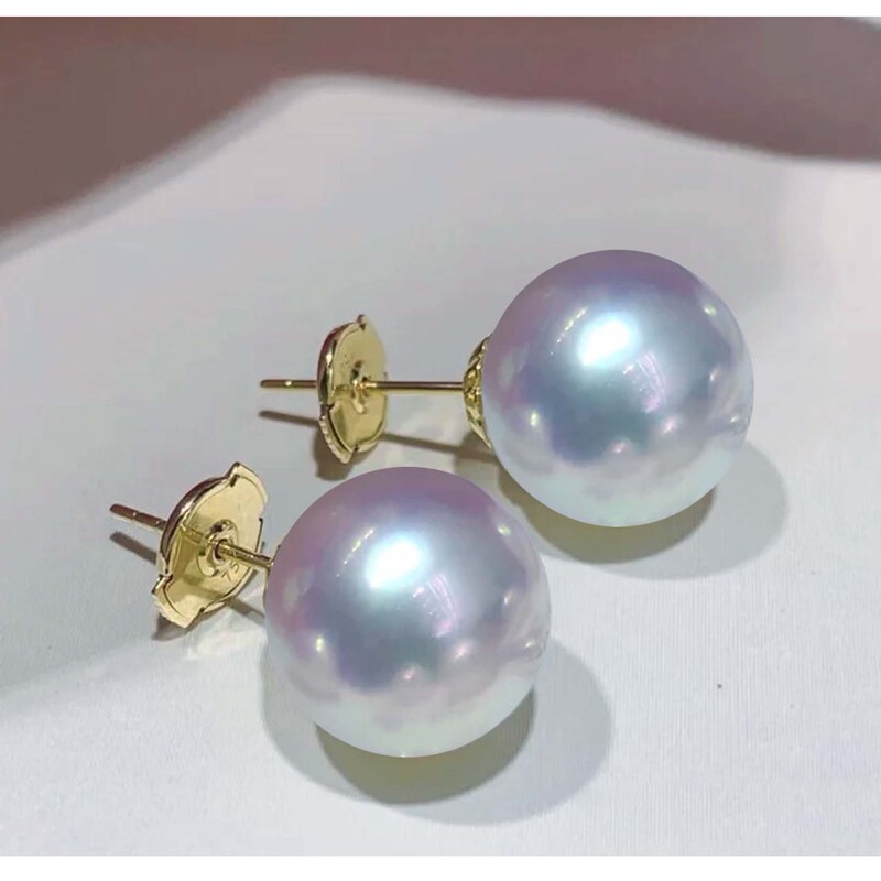 [True Zhu Beauty] Australian White Earrings Venus Grade Cold Light Perfect Round Mirror Glossy Earrings