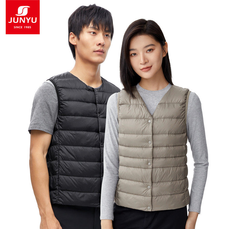 Junyu outdoor goose down vest female round neck light autumn and winter white goose down 800 poncho down vest liner G51137