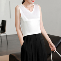 Ice silk black-and-white color small harnesses vest woman summer real silk lace vest with suit sexy outside wearing the bottom of the suit