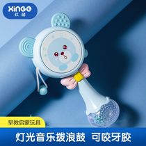 Baby Dial drum can nibble with electric luminous newborn baby Hand Drum Music Stick Rocking Bell Toy 0-1 years old