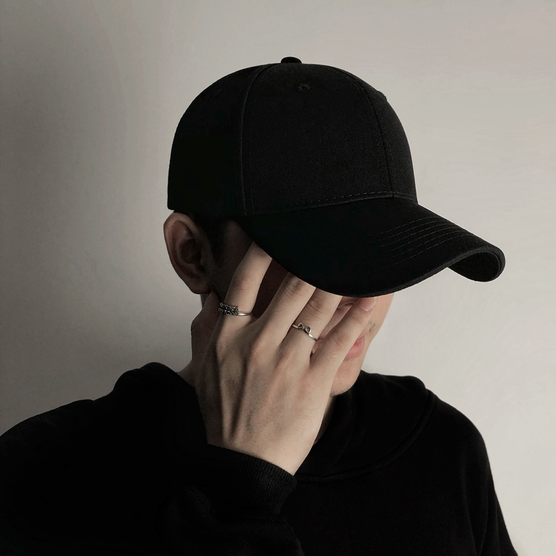 Hat male Korean version of the tide spring and autumn visor summer sunscreen Japanese baseball cap female black cap ins tide brand