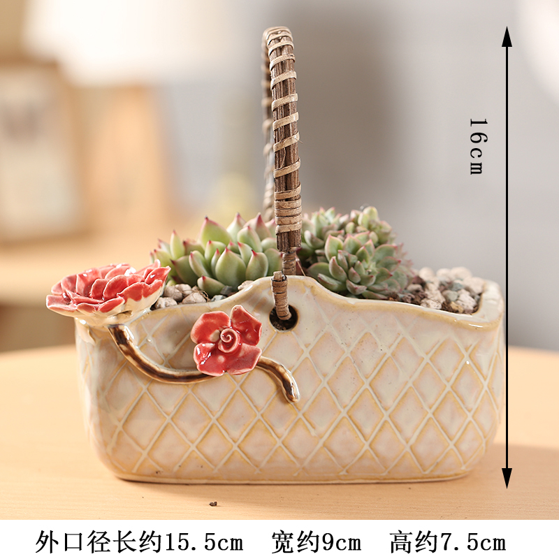 End more meat flowerpot ceramic Korean knead cost of large diameter combination platter flesh flowerpot flower basket basin is on sale