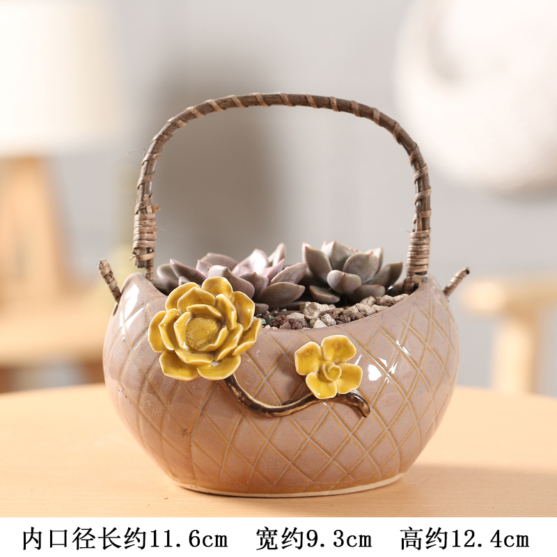 End more meat flowerpot ceramic Korean knead cost of large diameter combination platter flesh flowerpot flower basket basin is on sale