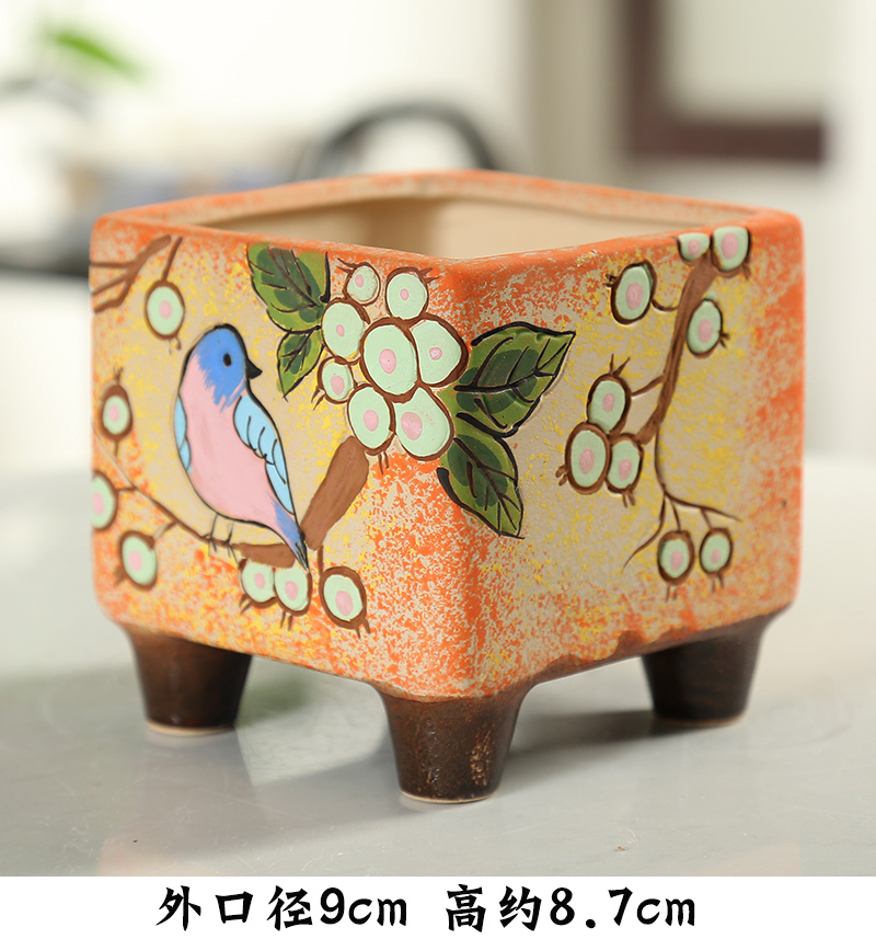 End fleshy flowerpot ceramic specials Korean hand - made birds through basin unit interior pockets pottery flowerpot more than meat