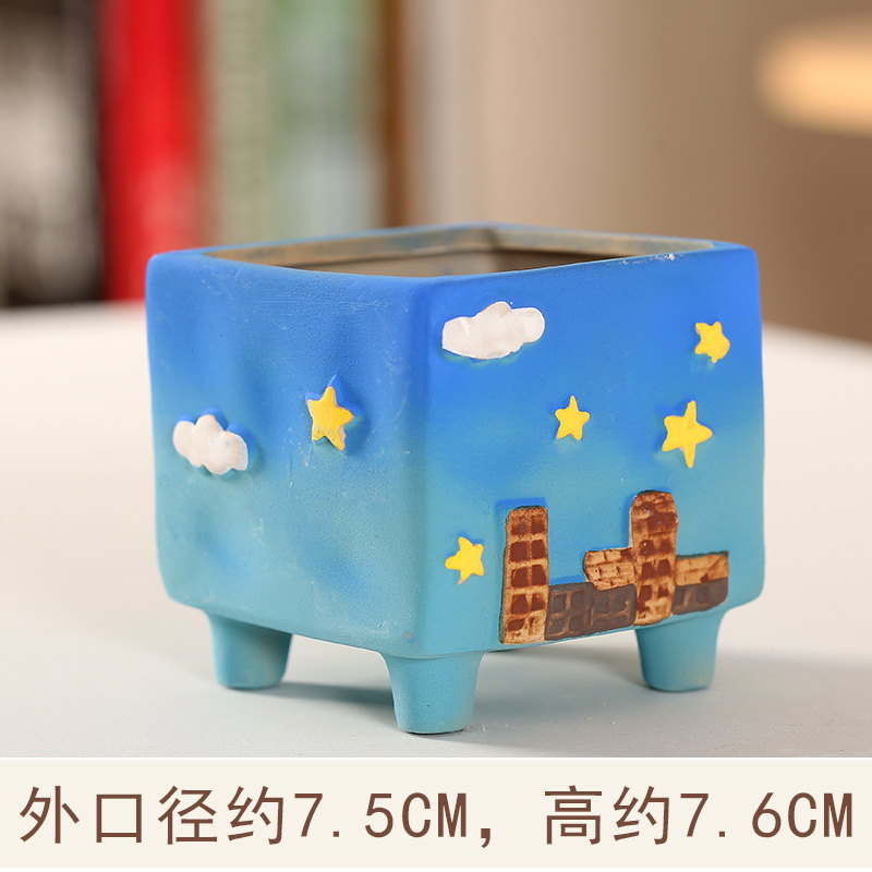 End coarse pottery flowerpot Korean air pure and fresh and sky small hand - made, fleshy contracted indoor flesh POTS coloured drawing or pattern