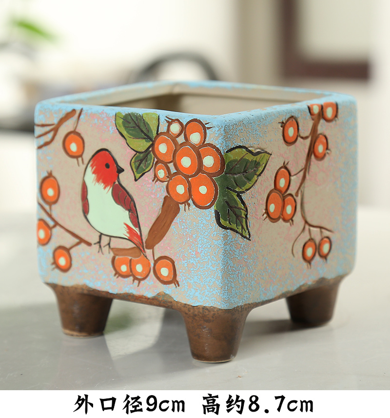 End fleshy flowerpot ceramic specials Korean hand - made birds through basin unit interior pockets pottery flowerpot more than meat