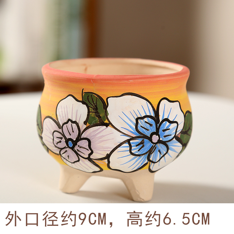 End of coloured drawing or pattern of hand - made delay jubilee fleshy flower pot through pockets TaoXiaoHua basin ceramic element contracted small pot