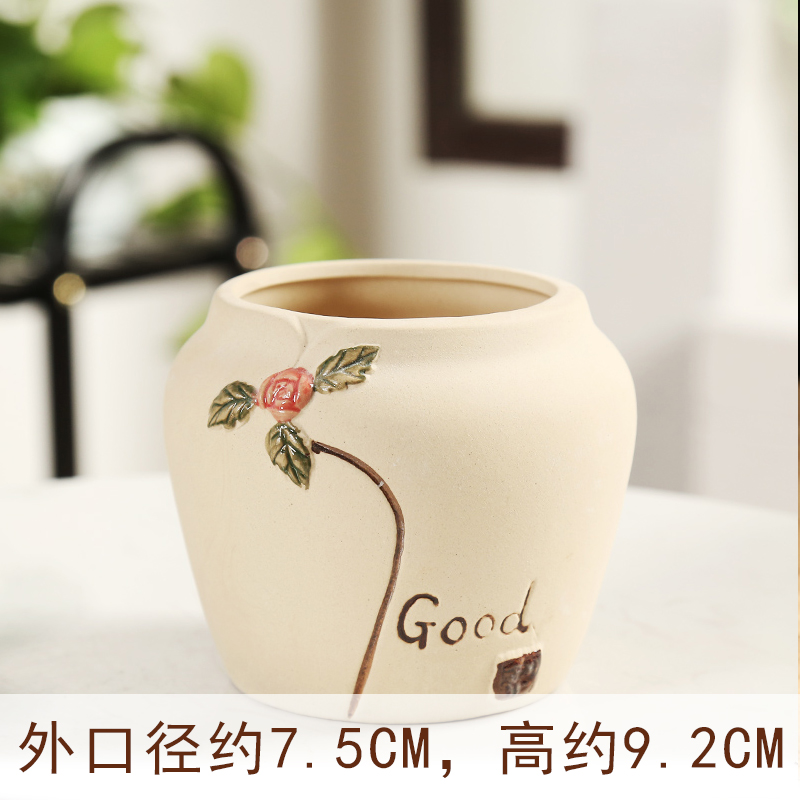 End fleshy zhuang zi pot large hand - made ceramic breathable coloured drawing or pattern flowerpot anaglyph flesh POTS and contracted and pure and fresh