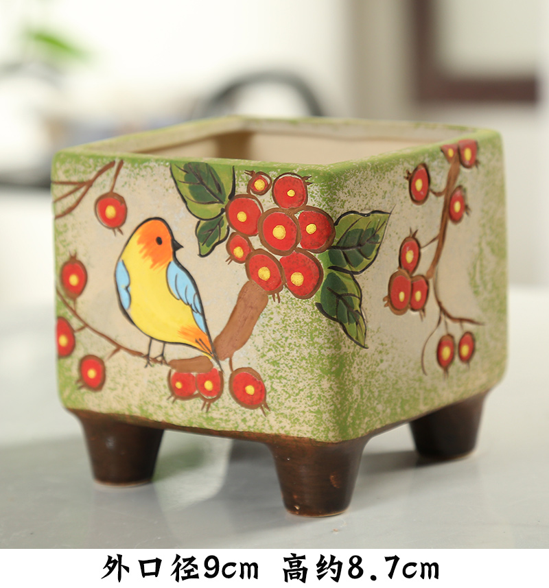 End fleshy flowerpot ceramic specials Korean hand - made birds through basin unit interior pockets pottery flowerpot more than meat