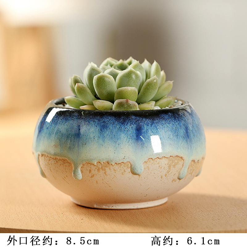 The End flow glaze fleshy flowerpot contracted indoor type coarse pottery small fleshy flower pot basin is accused of breathable ceramic flower pot