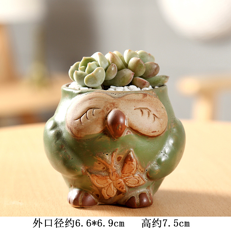 End fleshy flowerpot ceramic glaze K express it in owl zhuang zi special offer a clearance package mail big flower POTS indoors contracted