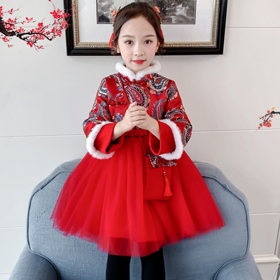 女童拜年服唐装网红儿童汉服冬装套装