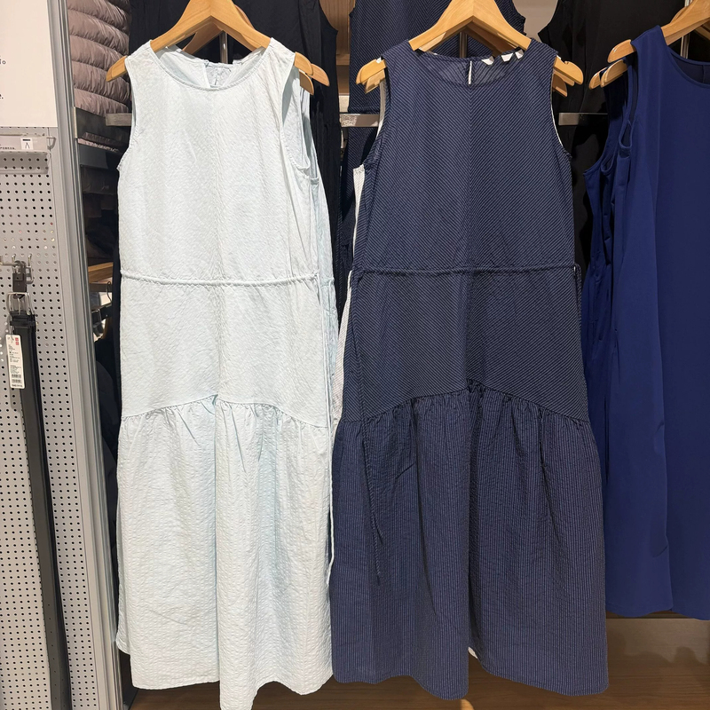 Women's Cotton and Linen Striped Layered Dress/Sleeveless Skirt 26 Spring and Summer New Style 484787/482788
