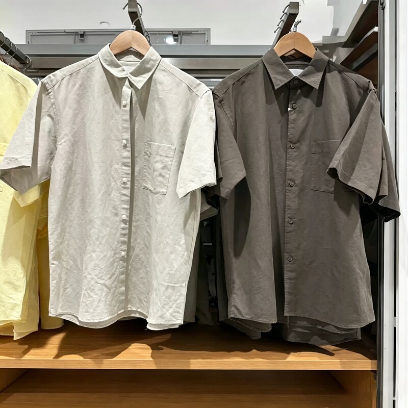 [Factory Store] Men's and Women's Cotton and Linen Shirts/Short-Sleeved Shirts 26 Spring/Summer New Style 482502