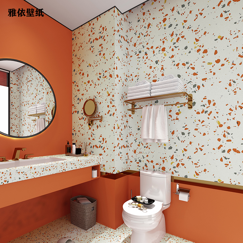 Wallpaper self-adhesive terrazzo dressing room toilet bathroom kitchen super waterproof scrub background wall wallpaper wall sticker