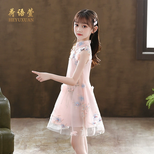 Ципао, летнее платье, юбка, детская летняя одежда, летний наряд маленькой принцессы, китайский стиль
