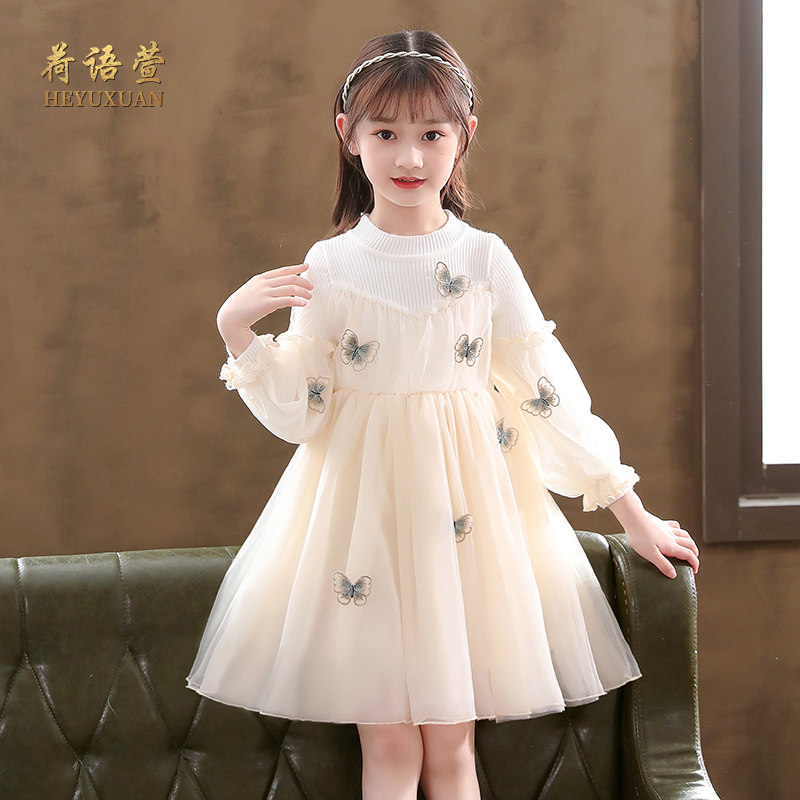 Girl Foreign Dress Spring Autumn 2022 New Trendy Foreign Pie Autumn Clothing Knitted Princess Dress Children Sweater Skirt Fall