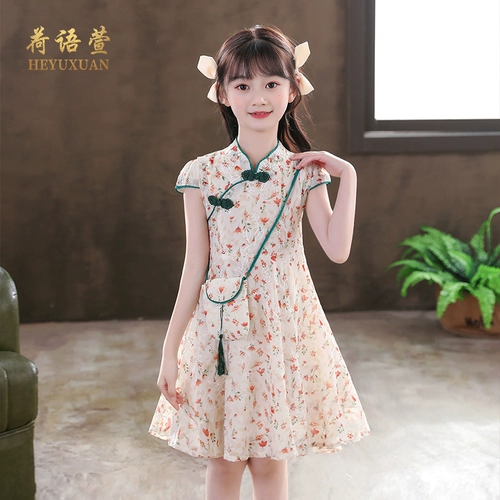 Ципао, летнее платье, юбка, детская летняя одежда, летний наряд маленькой принцессы, китайский стиль
