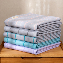Pure cotton old coarse cloth sheet single student double single dormitory thickened 100 cotton pure color plaid three-piece set