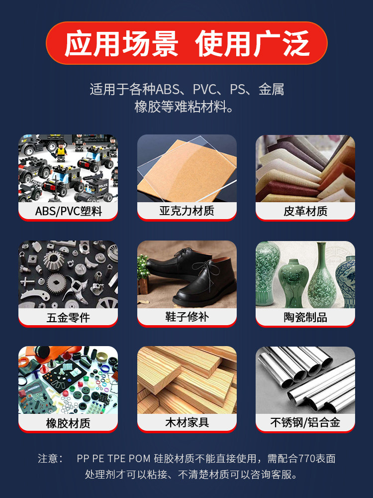 Plastic Glue, Special Adhesive, Strong Universal Glue for Toys, Pvc/Abs, Nylon, Pc Hard Plastic, Pp Water Pipes, Rubber, Car, Metal, Raincoat, Super Strong, High Temperature Resistant, for Crafts, Welding Glue, 502 Adhesive