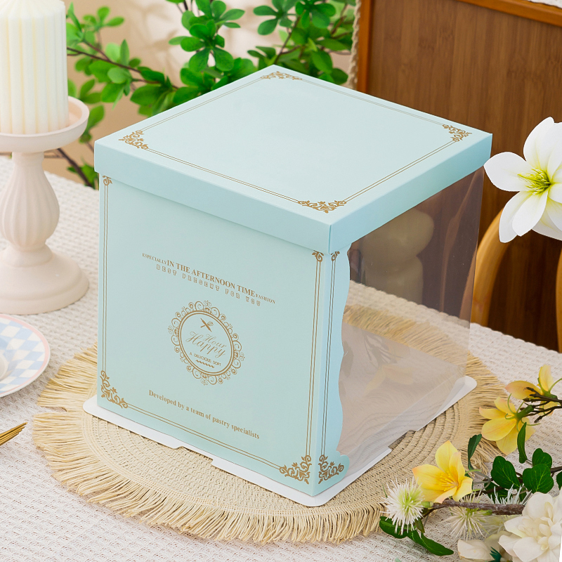 Semi-Transparent 6, 8, 10, 12, 12inch Full-Size Single/Double-Layer Heightened Birthday Cake Box Packaging Box