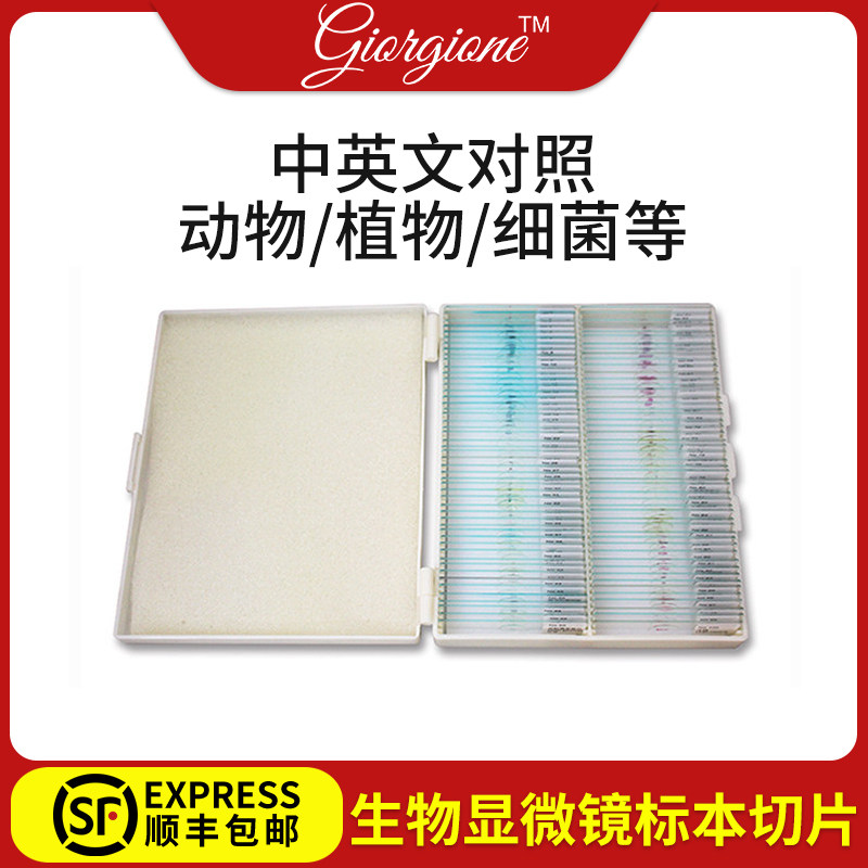 Biological microscope specimen slicing children's secondary school students are taught with a set of animal plant cell bacterial slide experiments