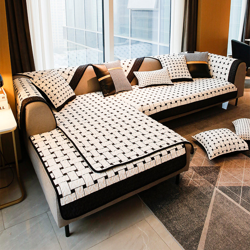 Minshun minimalist modern sofa cushion black and white textured sofa cushion non-slip sofa cover upscale sofa cushion