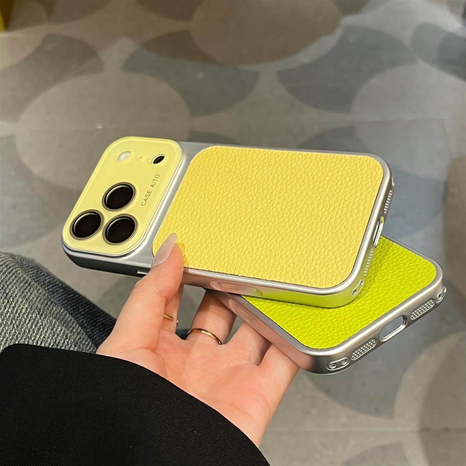 New Green Large Window Patterned iPhone 17 Pro Max Case with Leather and Built-In Lens Protector, Suitable for Apple 16 Pro Max, Protective Cover for 13, High-End Feel, 15, Unique and Creative, 14, for Men and Women