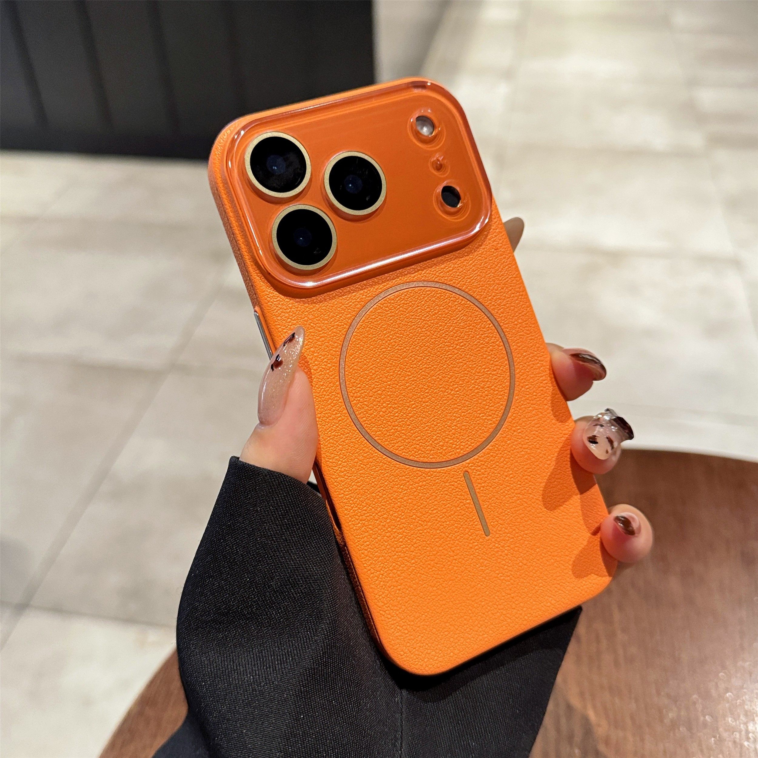 The New Lychee Leather Texture Is Suitable for iPhone 17 Pro Max Phone Case, Apple 16 Pro Max Magnetic Charging, 15/14 Pro with Built-In Lens Film, Lightweight and Drop-Resistant, 13/12 Couple Case