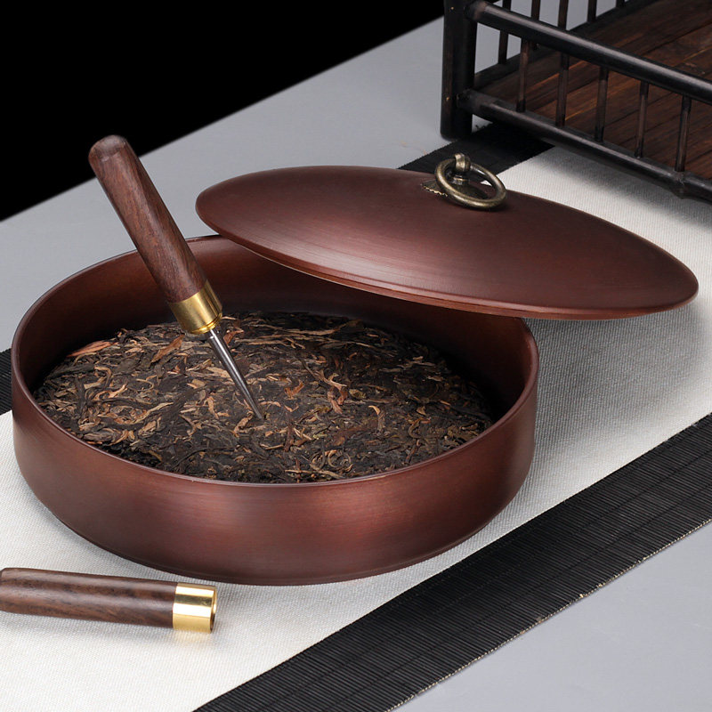 Pu-ji tea cans ceramic large household with cover tea cylinder barrel white Pu-ji tea cake packaging container