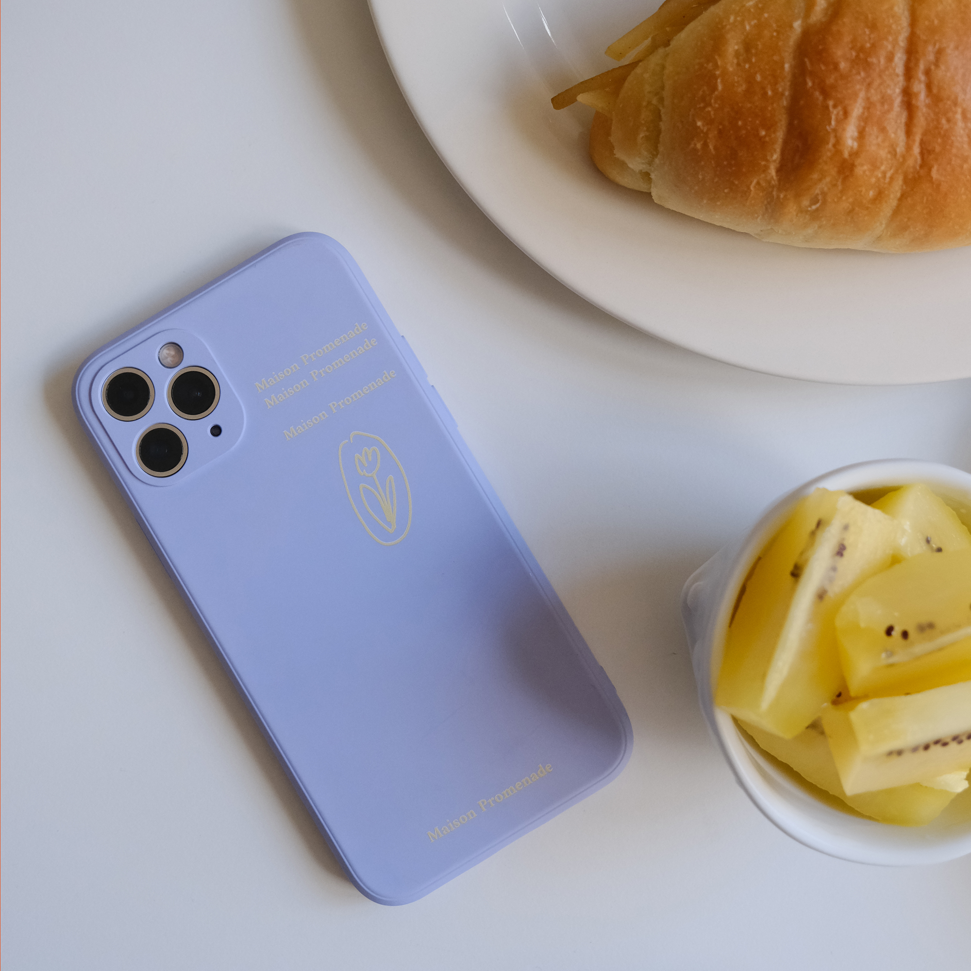 MaisonPromenade Rubik's Cube Liquid Silicone Fog Purple Tulip Mobile Phone Protective Shell Full Package Fine Hole Original Design