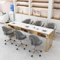 Light luxury iron marble high-power vacuum cleaner manicure table internet celebrity single double three person manicure table and chair set