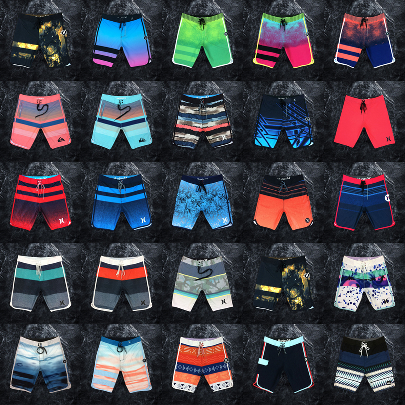 Hurley Men's Elastic Quick-Drying Beach Shorts Surfing Shorts Sports Shorts Hot Spring Swim Trunks Fitness Competition