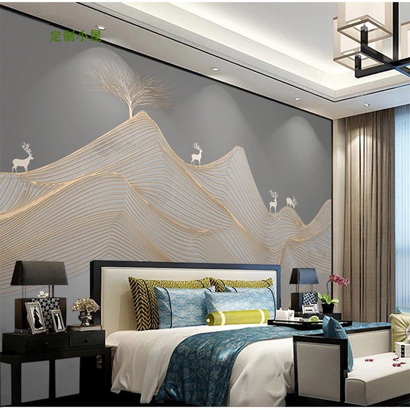 Abstract modern living room bamboo and wood fiber integrated TV background wall sofa background decorative gusset quick-installed siding