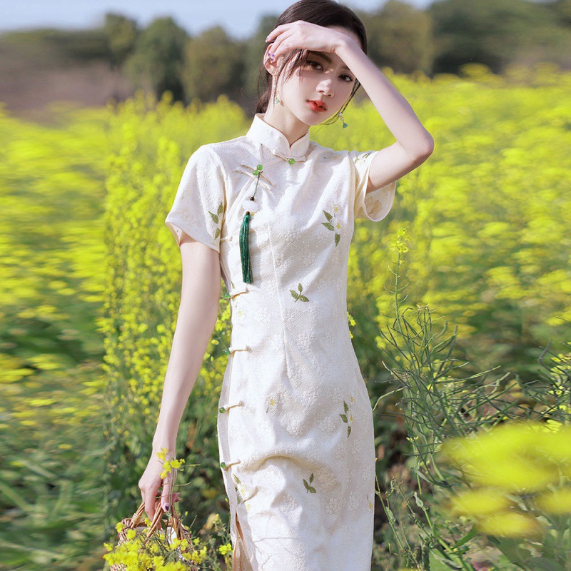 Improved version of cheongsam dress 2021 summer new daily wear Republic of China style young girl young long version