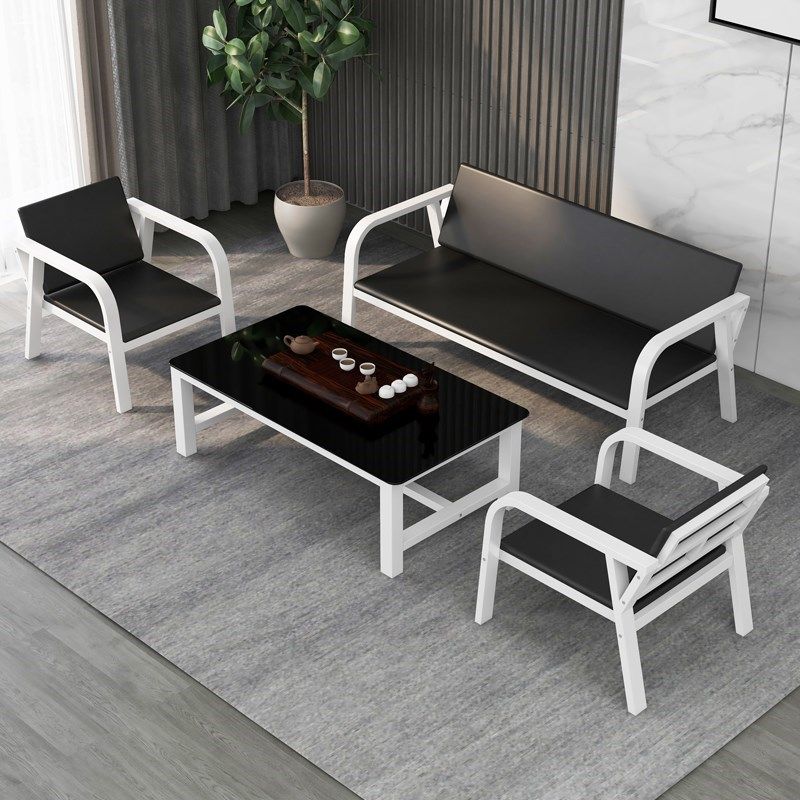 Office Sofa Brief Modern Business Reception Office Sofa Simple Iron Art Trio Position Sofa Tea Table Combinations